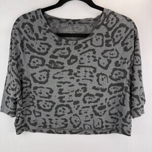 Allsaints Felix Yale Linen Leopard Print Crop Top Size S